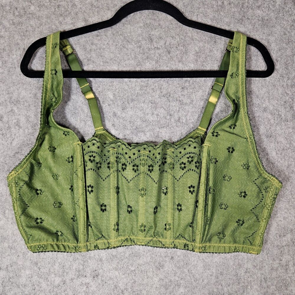 Savage x Fenty Olive Bombshell Broderie Lace Corset Bralette‎ Forest Festival 3X